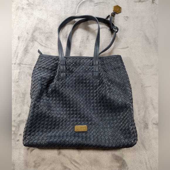 Hayden Harnett Woven Vegan tote Blue Shoulder bag - Picture 1 of 10